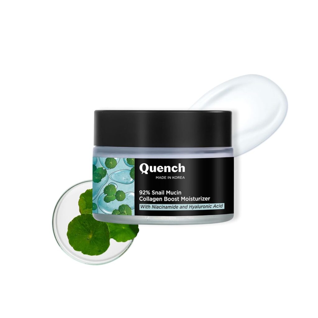 Quench 92% Snail Mucin Collagen Boost Moisturizer with Niacinamide & Hyaluronic Acid | 48 Hours Hydration | Makes Skin Dewy Soft & Plump | Fades Dark Spots (50ml)