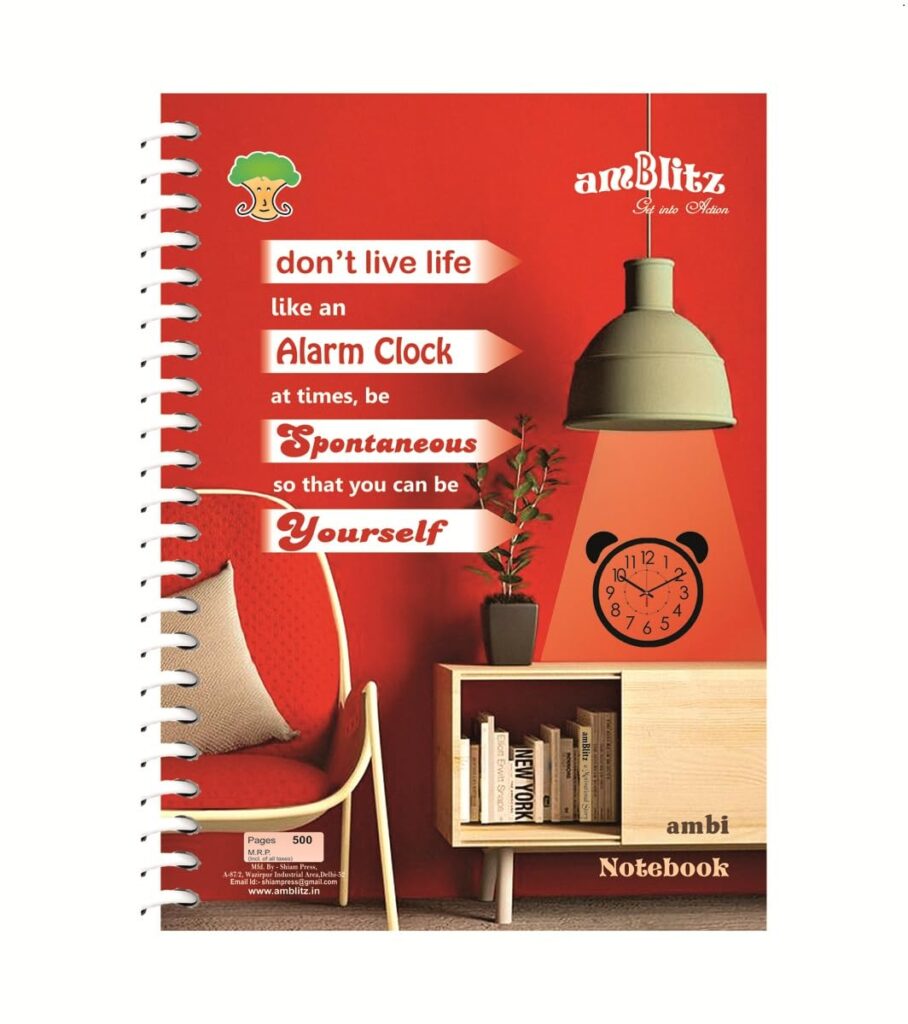 amblitz Spiral Notebook | UnRuled | 500 Pages | A4 Size - 21 X 29.7 CM | 70 GSM Thick Paper | Notebook for Student