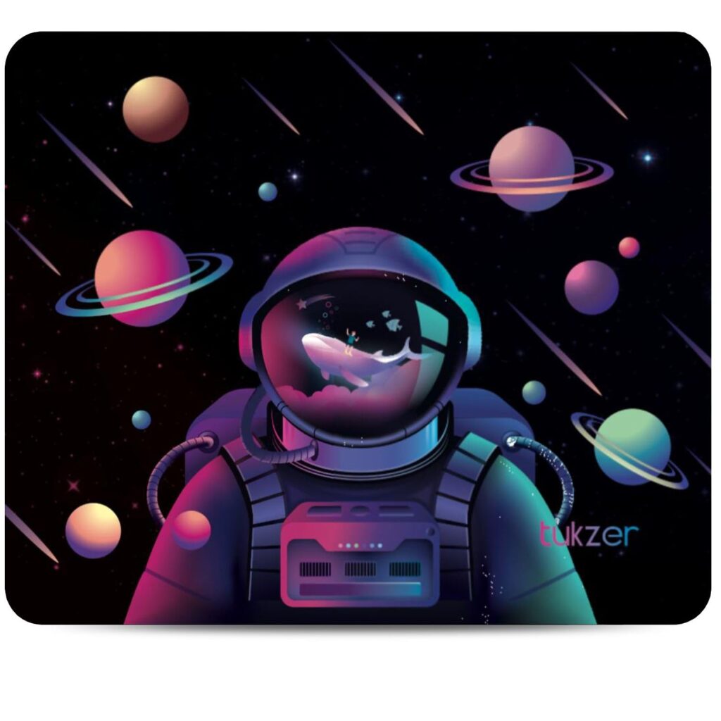 Tukzer Mouse pad with Non-Slip Rubber Base Desk Mat, Smooth Cloth Surface, Smooth Mouse Control, Speed and Precision Operation for Laser and Optical Mouse/Mice, Laptop, PC (238 X 200 mm-Astro Planet)