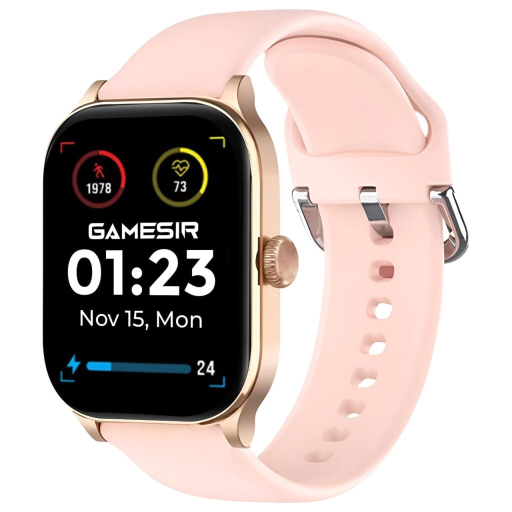 GameSir NeoLux 1.96” HD Display Smartwatch for Men & Women 2025 with 110+ Sports Modes, Heart Rate, Sleep Monitor, IP68 Waterproof, Answer/Make Calls for Android & iOS(Pink)