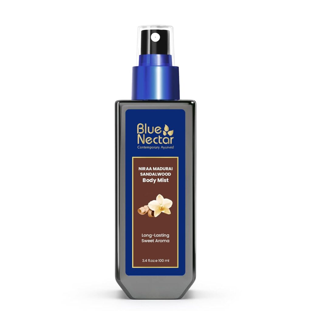 Blue Nectar Niraa Madurai Sandalwood Body Mist for Long Lasting Freshness and Aromatic Body Fragrance (100ml)