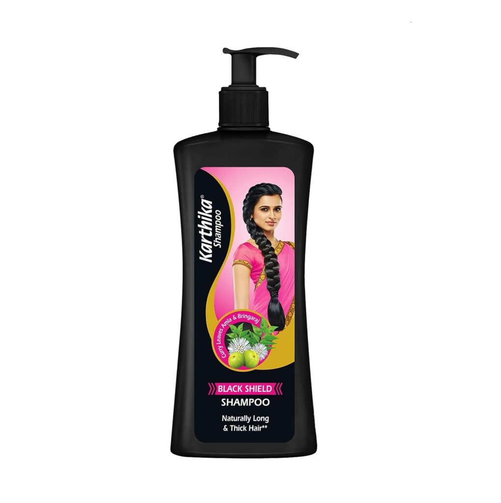 Karthika Black Shield Shampoo for Hair Fall Control & Hair Growth | With Amla, Curry Leaves & Bhringraj | For Long, Strong Hair | 650 ml