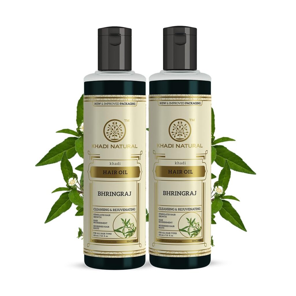 Khadi Natural Bhringraj Hair Oil| Controls Hair Fall| Nourishing Oil For Healthy Hair Growt| Suitable For All Hair Types| Pack of 2 | (210 * 2) (420 ml)
