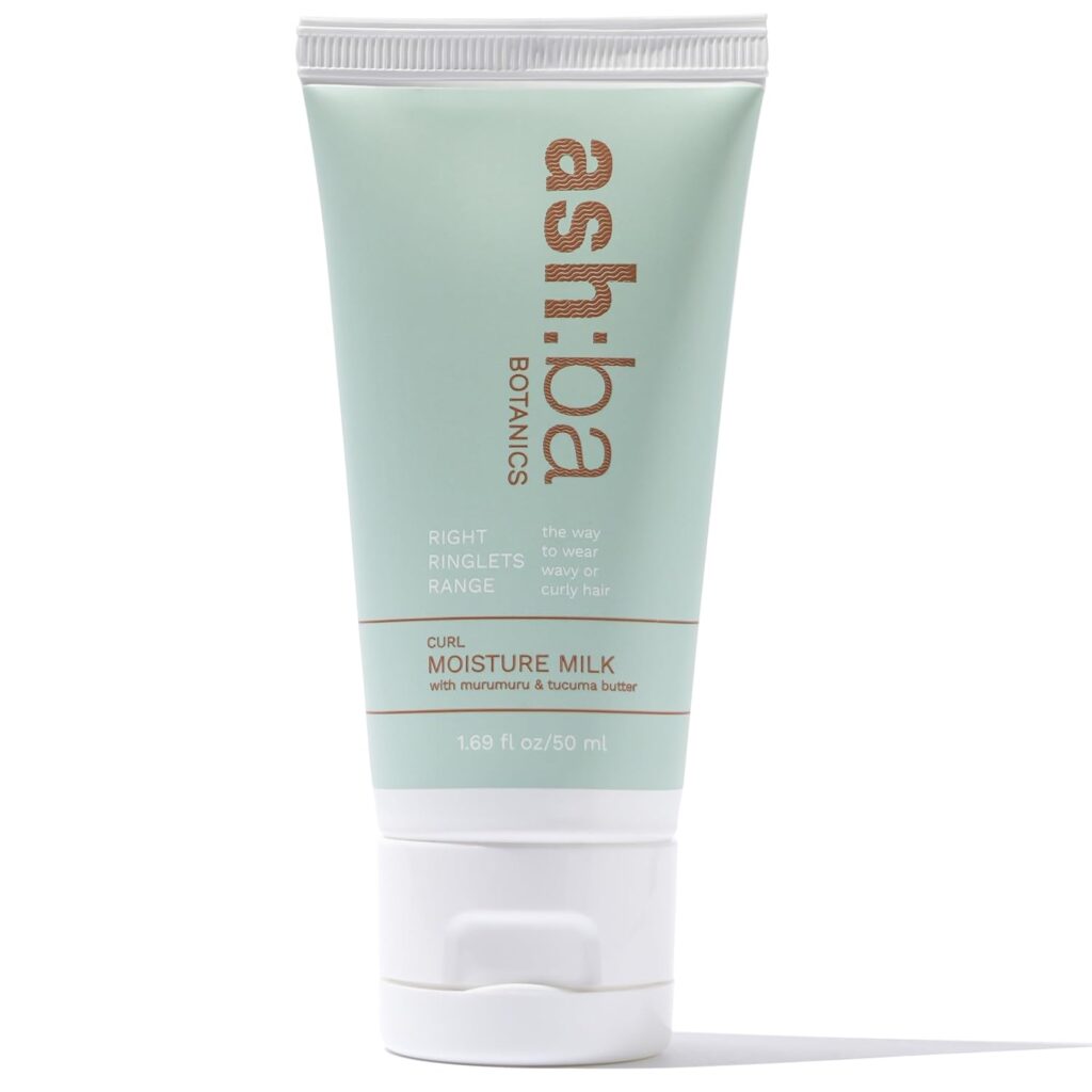 Ashba Botanics Curl Moisture Milk For Very Dry, Frizzy, Damaged, Curly & Wavy Hair | Leave In Cream with Moringa, Argan & Shea Butter For Deep Moisture, Frizz Control & Shine | For Men & Women - 50ml