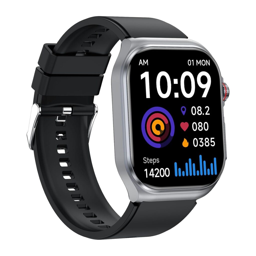 NORTH EDGE ET585 Smartwatch | ECG & HRV Monitoring, 2.04” AMOLED Retina Display, 130+ Sports Modes | Blood Oxygen, Stress & Sleep Tracking | Bluetooth Call, Body Composition & Fitness Health Watch