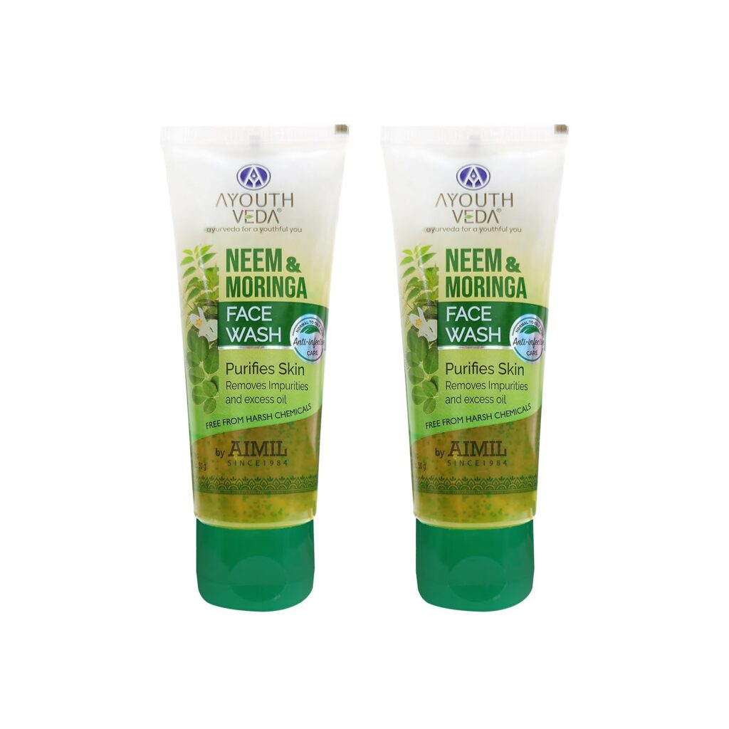 Ayouthveda Neem & Moringa Skin Purifying Face Wash For Acne & Pimples | Remove Excess Oil & Pulls Out Deep-Seated Dirt & Impurities (Pack of 2: 50g each)
