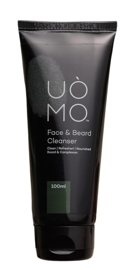 UOMO Men’s Face & Beard Cleanser, Deep Clean & Oil Control Removes Dirt & Impurities Hydrating & Refreshing Formula for Healthy Skin & Beard (100ml)