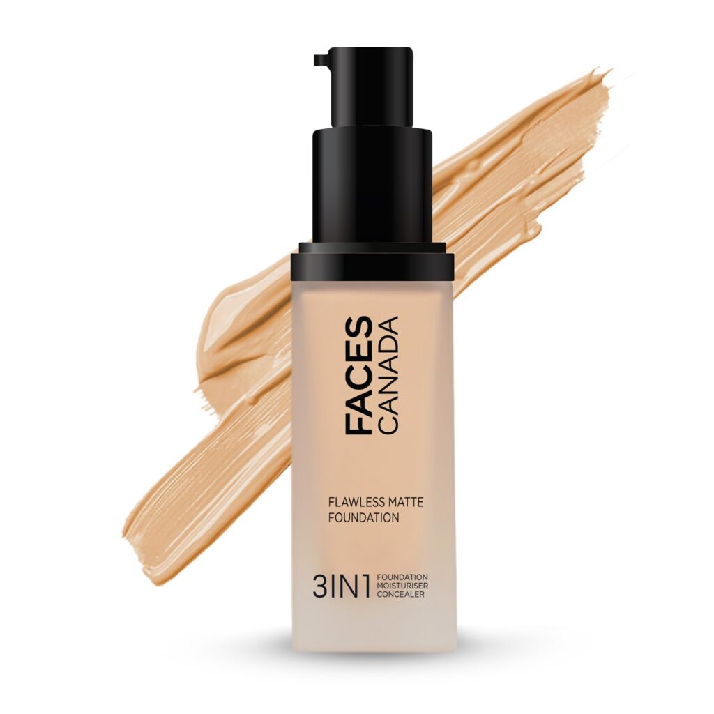 FACESCANADA Flawless Matte Foundation Warm Natural 30 Ml|3-In-1 Foundation + Moisturizer Cream For All Skin Types+Concealer|12 Hr Hydration + Spf 18|Hd Matte Coverage|Lightweight|Anti Ageing,Pack Of 1