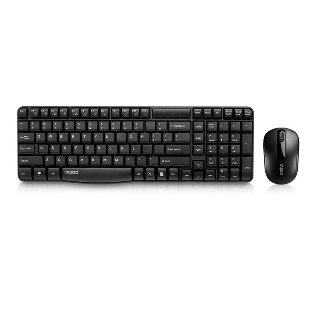 Rapoo X1800S Wireless Keyboard and Mouse, Anti-Fade & Spill-Resistant Keys - (Black)