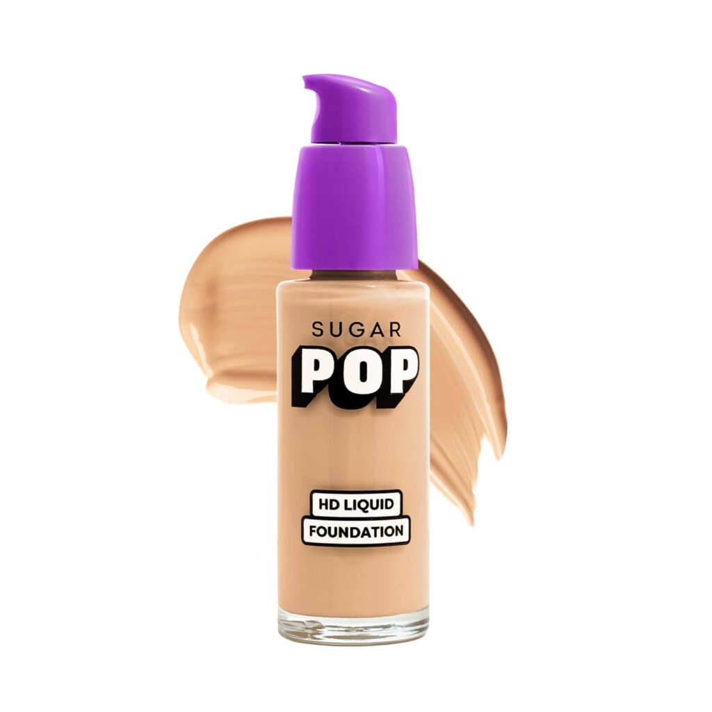 SUGAR POP HD Liquid Foundation with SPF 30 | Lasts upto 16hrs | Full Coverage | Water-Resistant | Matte Finish | 30ml - 07 Walnut