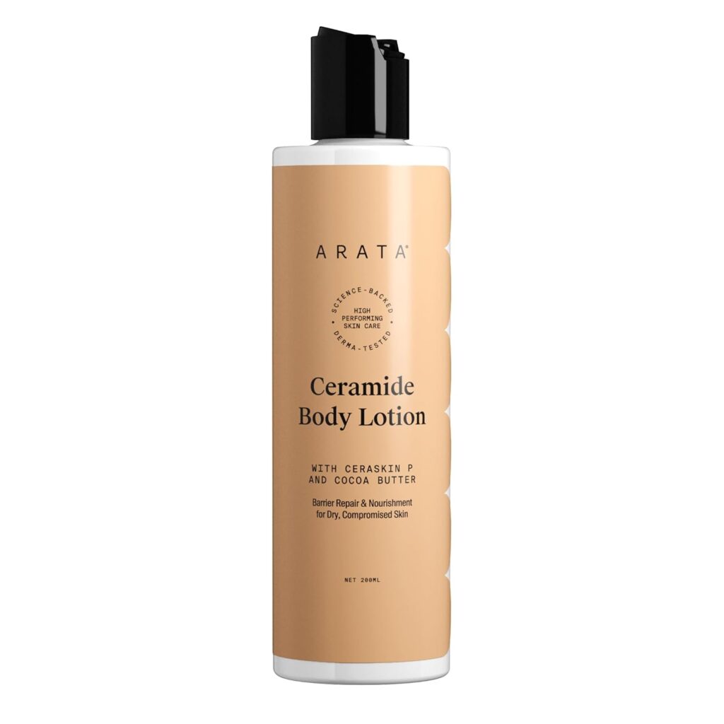Arata Ceramide Body Lotion | For Winter Dry Skin | Deep Nourishment with Shea Butter & Cocoa Butter | Exfoliates Dead Skin | Non-Greasy Formula with Long-Lasting Hydration (200ml)