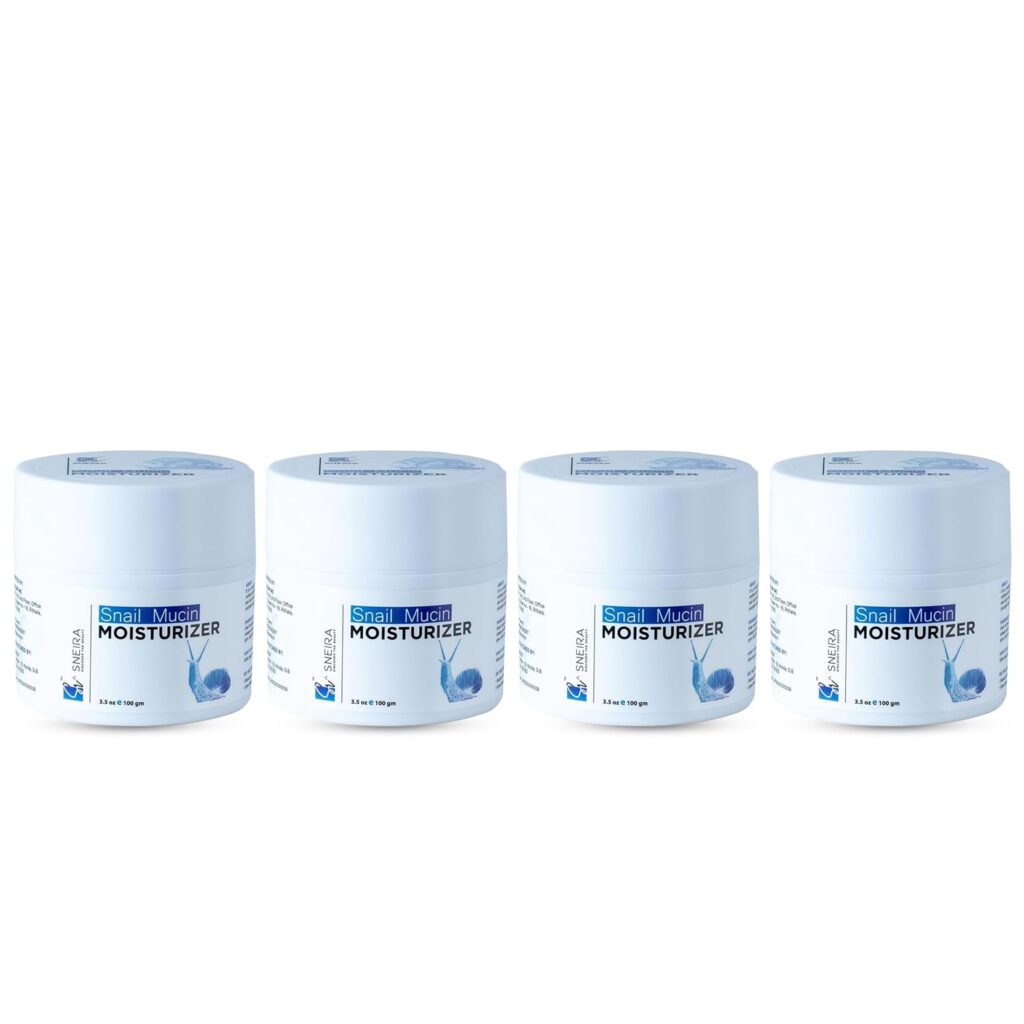 Snail Mucin Moisturizer (100ml, 3.5 fl oz)(Pack of 4) Snail Face Cream, Wrinkle Care, Firming Face Skin, Brighten Skin Tone Without Stickiness All in One Snail Repair Cream