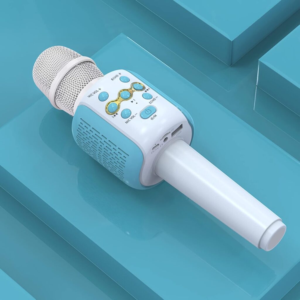 VRJTEC Kids Wireless Karaoke Microphone | Bluetooth Singing Mic with Built-in Speaker & Echo | Rechargeable Portable Toy Mic for Boys & Girls | Fun Birthday Party Gift & Home Entertainment