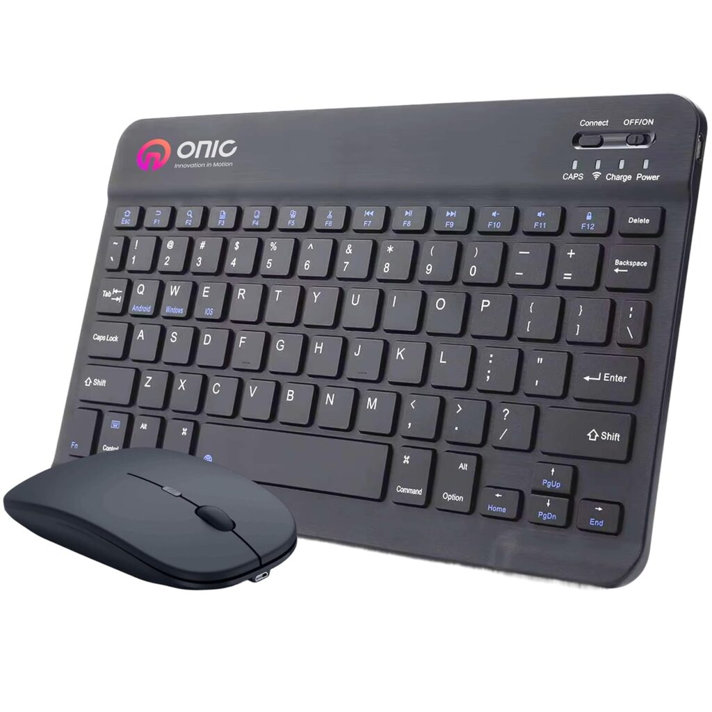 ONIC Wireless Keyboard and Mouse Set with Type-C Port, 150Hr Battery Life, 2-3Hr Full Charge, Metal Bottom Compatible with Mac (Black)