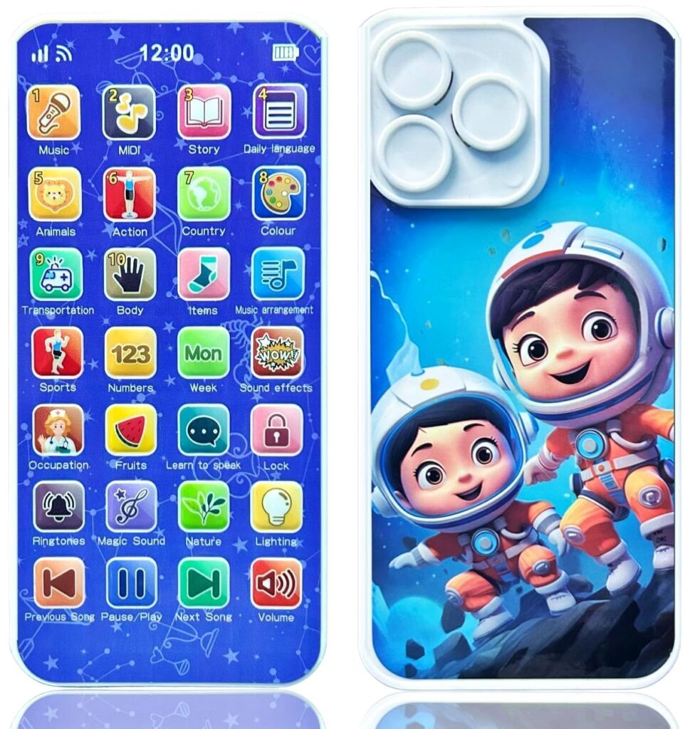 SUPER TOY 24 Modes Smart Phone Toy for Kids Musical Learning with Rechargeable Battery and USB Charging Cable English Alphabet, Spelling, Math, Memory Games for Boys Girls Age 1+