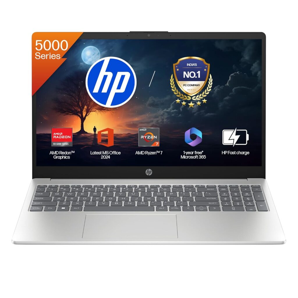 HP 15, AMD Ryzen 7 5825U (16GB DDR4, 512GB SSD) FHD, Anti-Glare, Micro-Edge,15.6''/39.6cm, Win11, M365(1yr)* Office24, Silver, 1.59kg, fc0476AU, Radeon Graphics, FHD Camera w/Shutter, Backlit Laptop