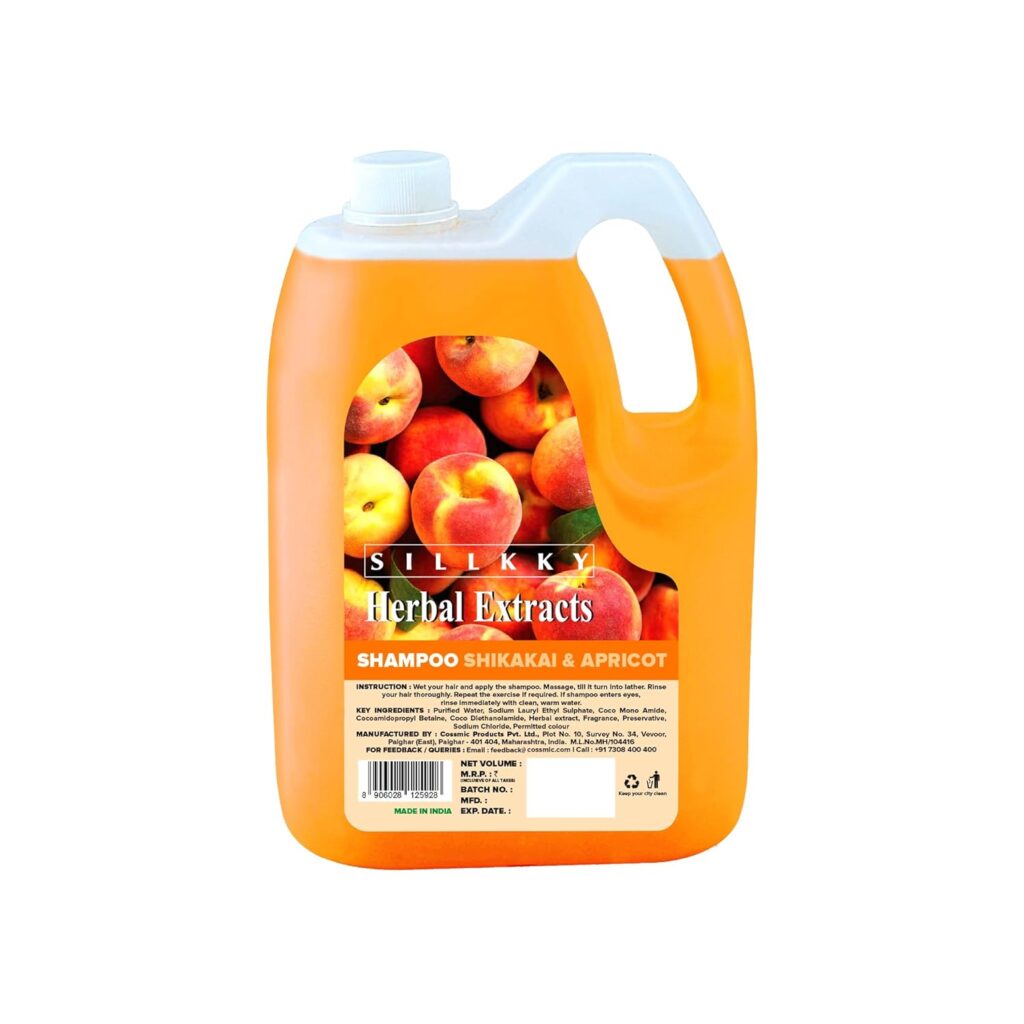 Herbal Extracts Hair Shampoo Shikakai & Apricot - 5L Refill Can | Botanical Shine Complex | Enhances Shine & Nourishes