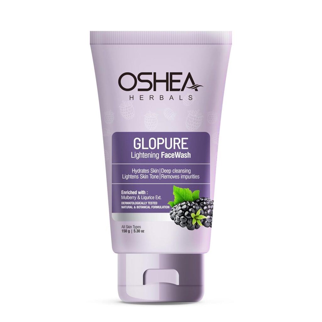 Oshea Herbals Glopure Brigtening Gel Facewash For All Skin Types | Brightens & Deep Cleaning with Mulberry & Liqurice Extracts - 150gm