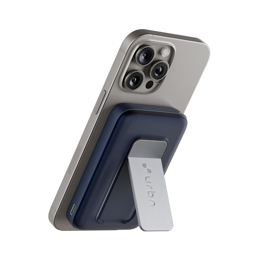 URBN 10000mAh Frost MagSafe Power Bank with Built-in Stand | 15W Magnetic Wireless Charging | 20W USB-C PD Fast Charging | Ultra Compact | Pass-Through Charging | MagTag Ring | (Blue)