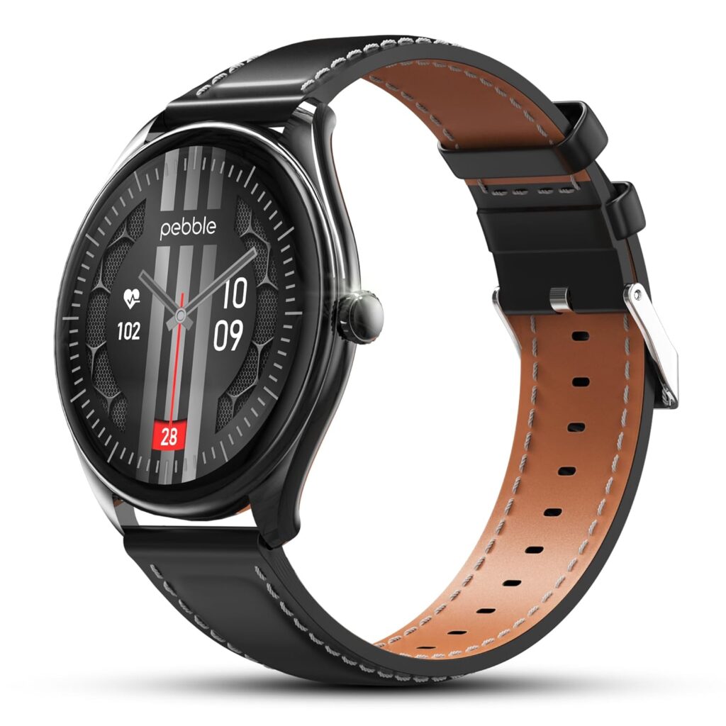 Pebble Royale Legend | 1.43" AMOLED Display | Ultra-Slim Premium Build | Always-On Display | Bluetooth Calling | Health Tracking & Smart Features (Black)