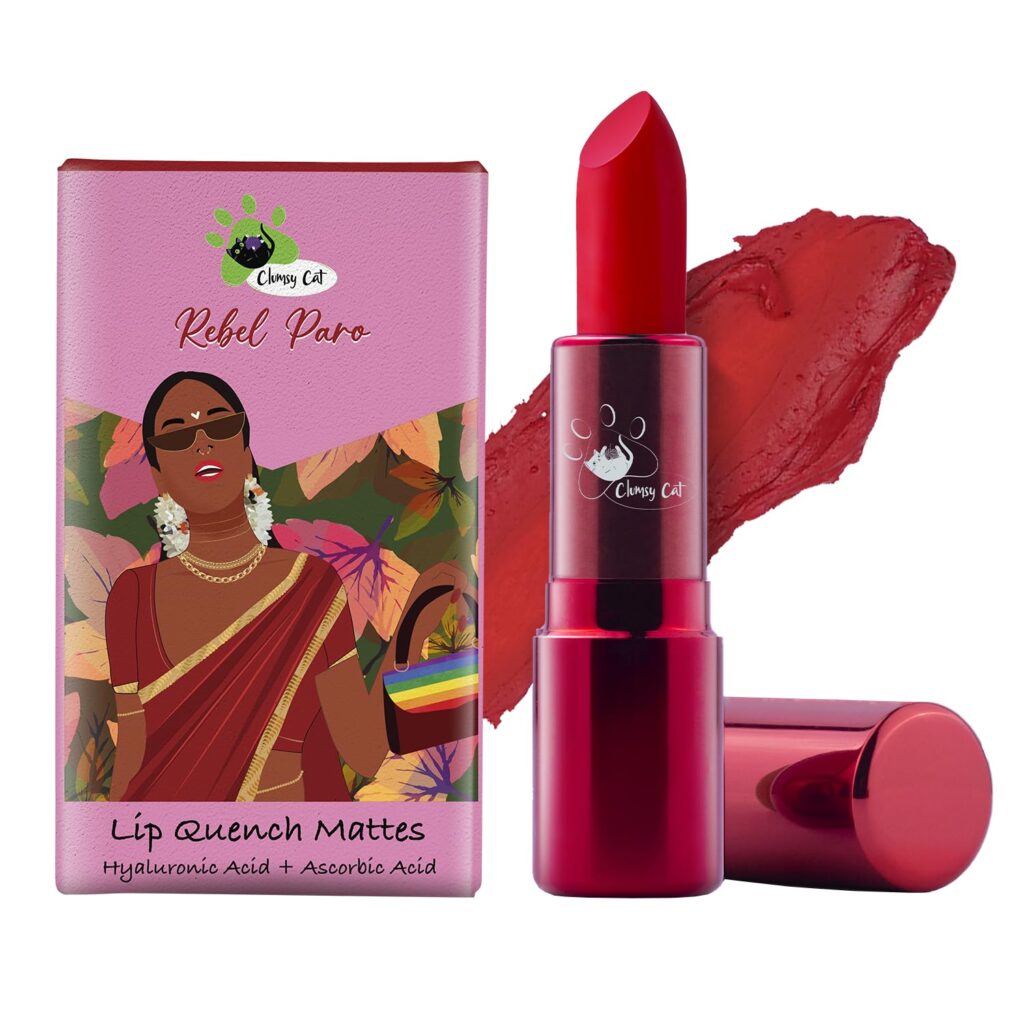 Rebel Paro Matte Lipstick – Bold Red Shade | Long Lasting, Waterproof, Smudge-Proof & Non-Sticky | Hydrating Daily Use, Lipstick for Women & Dusky Skin Tone | Makeup Essential for Parties & Office