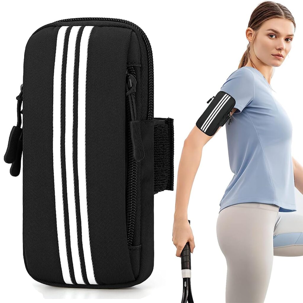 Armband for Mobile Phone Running with Luminous, Waterproof Phone Holder for Running for iPhone 14 PRO MAX/13/12, Dual Layer Large Capacity Arm Band with Card Holder for Within 7in 's Mobile