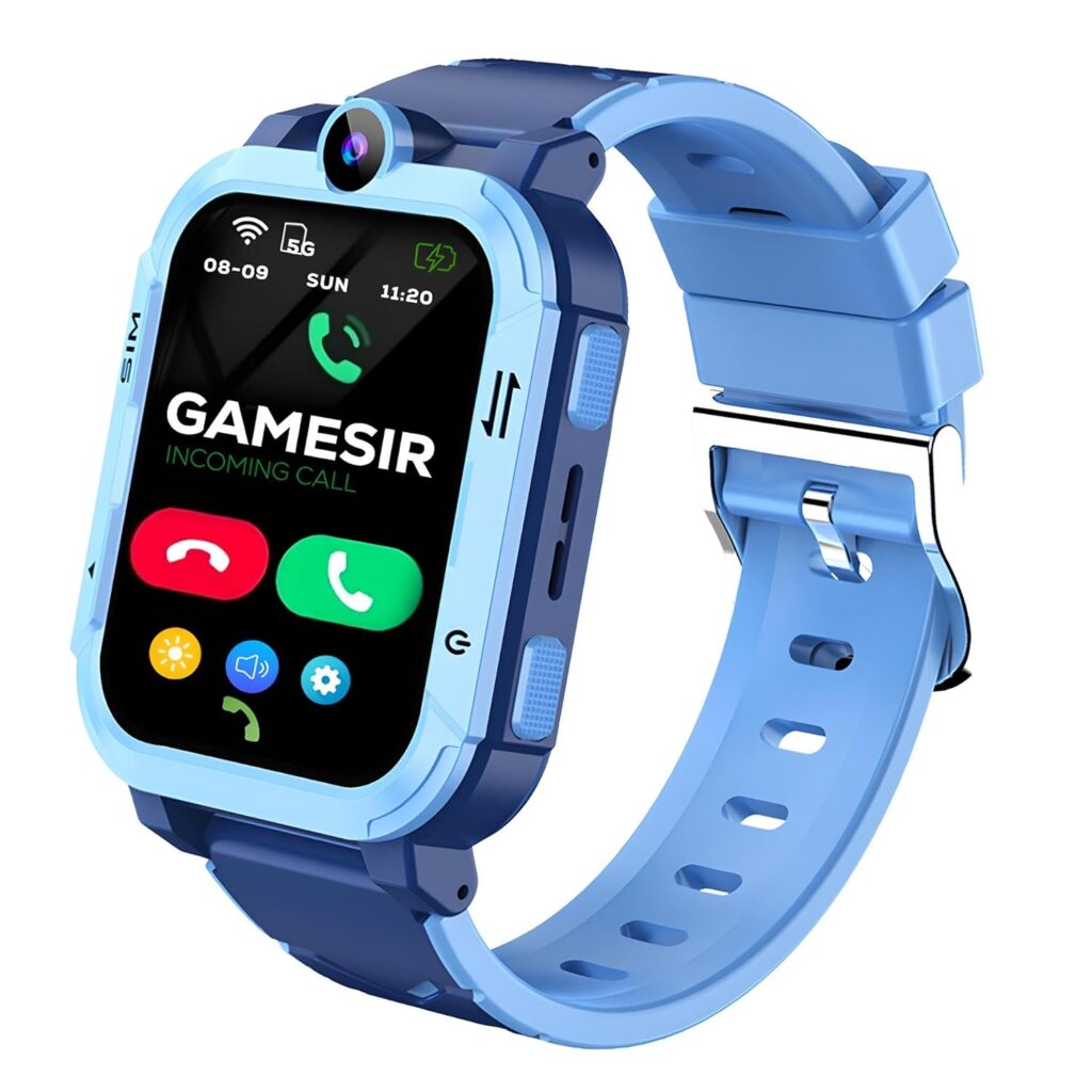 GameSir Musk 5G/4G Kids Smart Watch with GPS Tracker, SIM Calling, Face Unlock, Video Calls, SOS Alerts, IP67 Waterproof, 800mAh Battery, Voice Chat, Live Location(Blue)