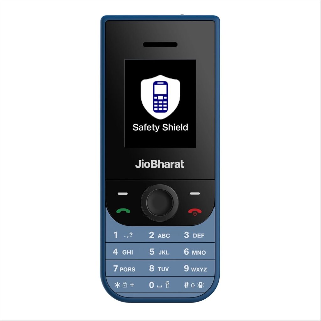 JIO JioBharat V3 4G Keypad Phone with Safety Shield Feature, JioTV, JioHotstar, JioSaavn, JioPay (UPI & SoundPay), LED Torch, Digital Camera, 1000mAh Battery | Blue | Locked Network