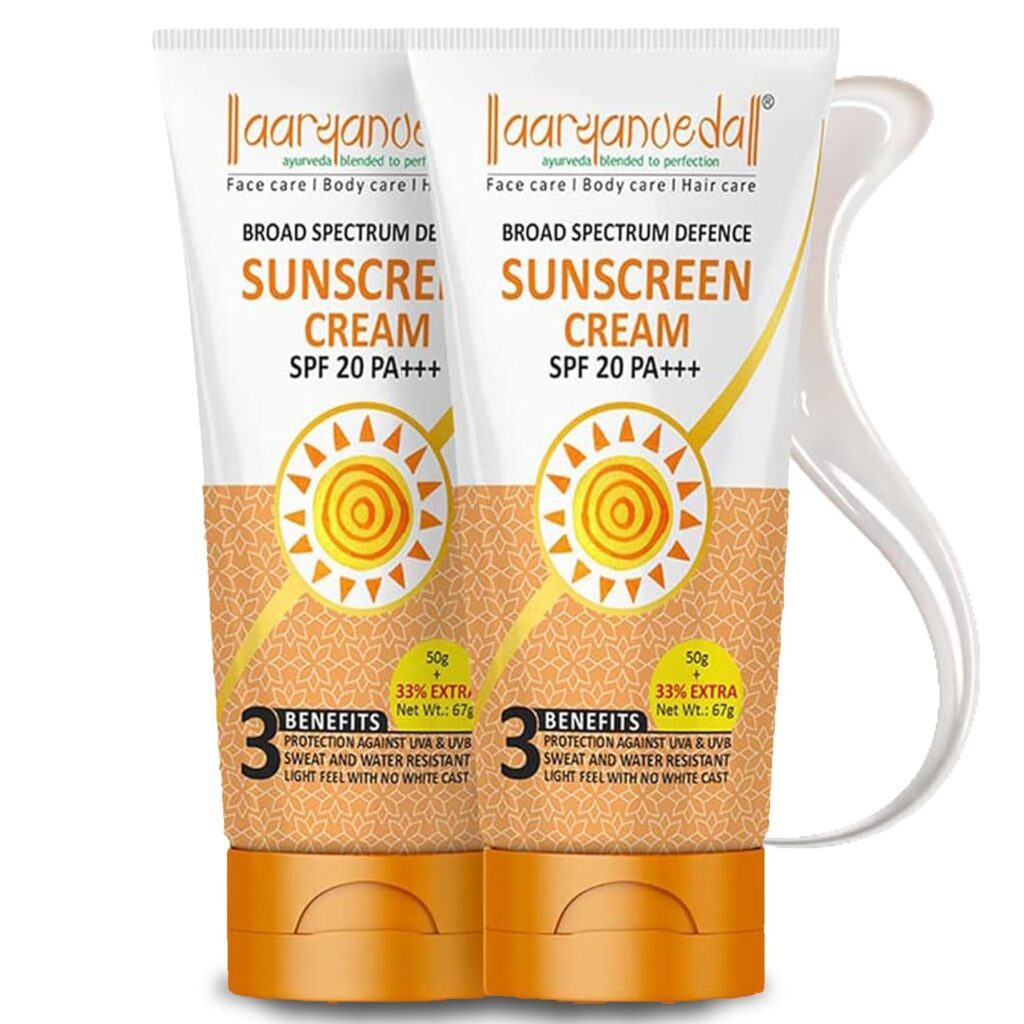 Aryanveda Sunscreen Spf 20 PA+ UV Protection for Women & Men with All Day Hydration 67gm Each (Pack of 2)