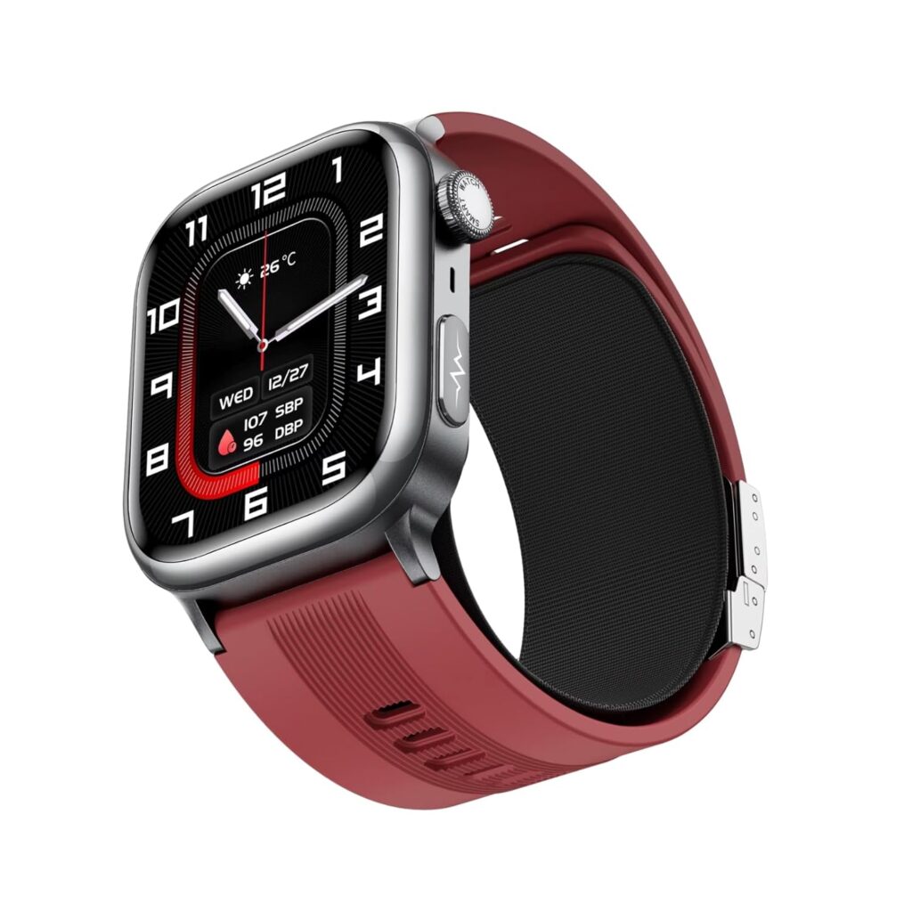 TK66 Smart Watch for Men & Women, 1.43” AMOLED Display, Bluetooth Calling, ECG & Air Pump Blood Pressure Monitor, Heart Rate & SPO₂ Tracker, Multi-Sport Fitness Watch, Waterproof – Brown