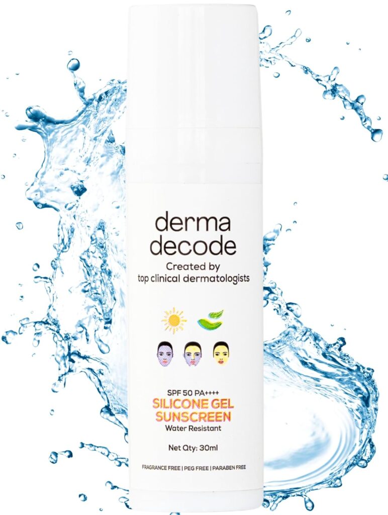 Derma Decode Waterproof Sunscreen For Swimming / Sports | SPF 50 Pa ++++ Durable, Water-Resistant, Sweat-Proof | Prolonged Broad Spectrum UVA/UVB, Blue Light & Sun-burn Protection for Men & Women | All Skin Types 30ml