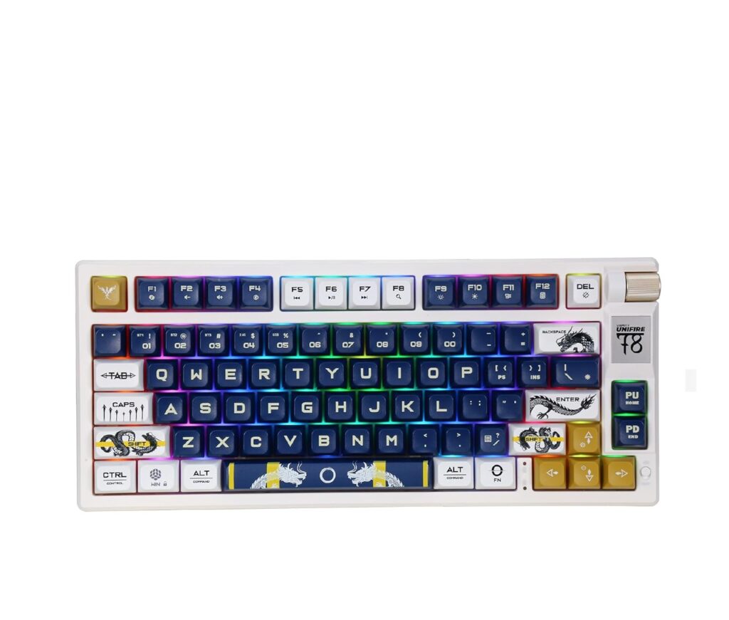 VERITY Unifire 78 – Tri-Mode Wireless Mechanical Gaming Keyboard | 78 Keys | RGB Backlit | Hot-Swappable Switches | ABS Keycaps | Macro & Key Customization | Type-C Wired & 2000mAh Battery | Blue