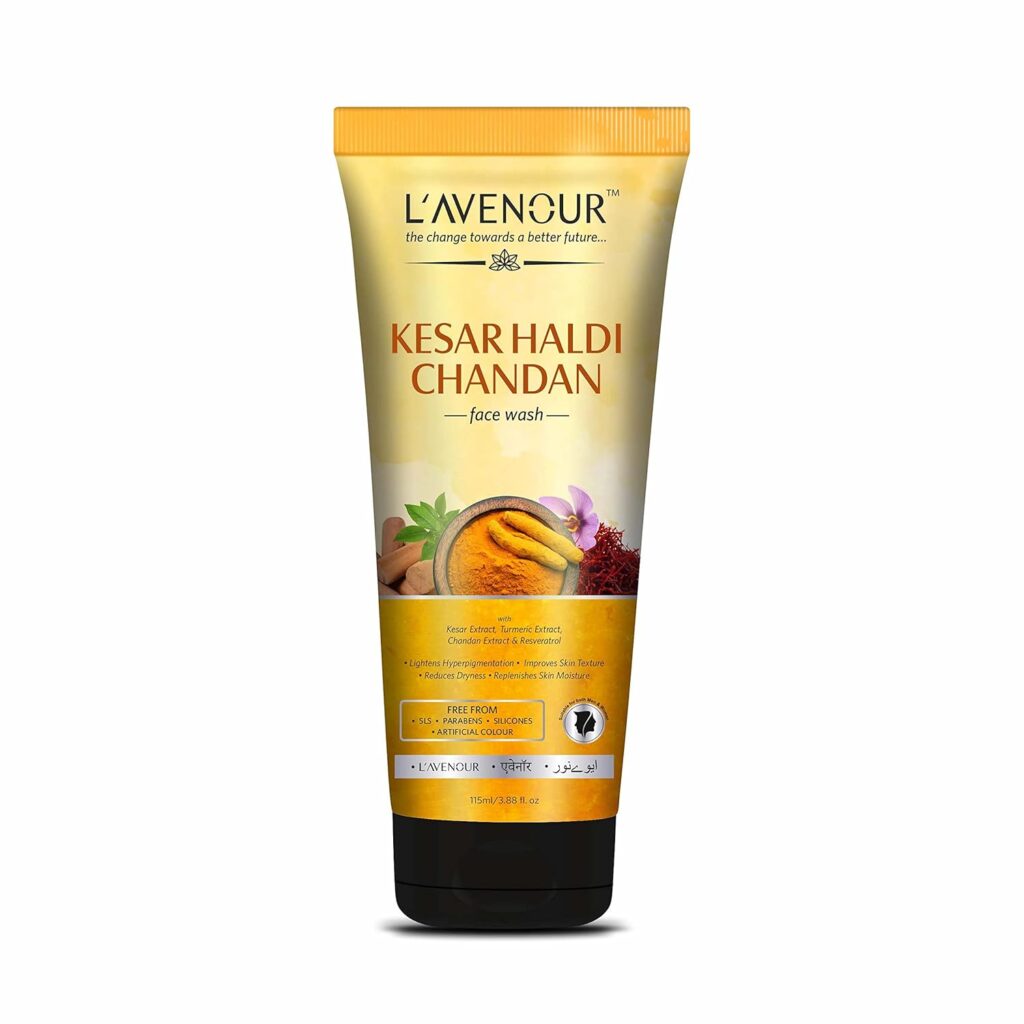 L'avenour Kesar Haldi Chandan Face Wash For Men & Women | Natural Ubtan Facewash | Lightens Hyperpigmentation, Improves Skin texture, Reduces Dryness & Replenishes Skin Moisture 115ml