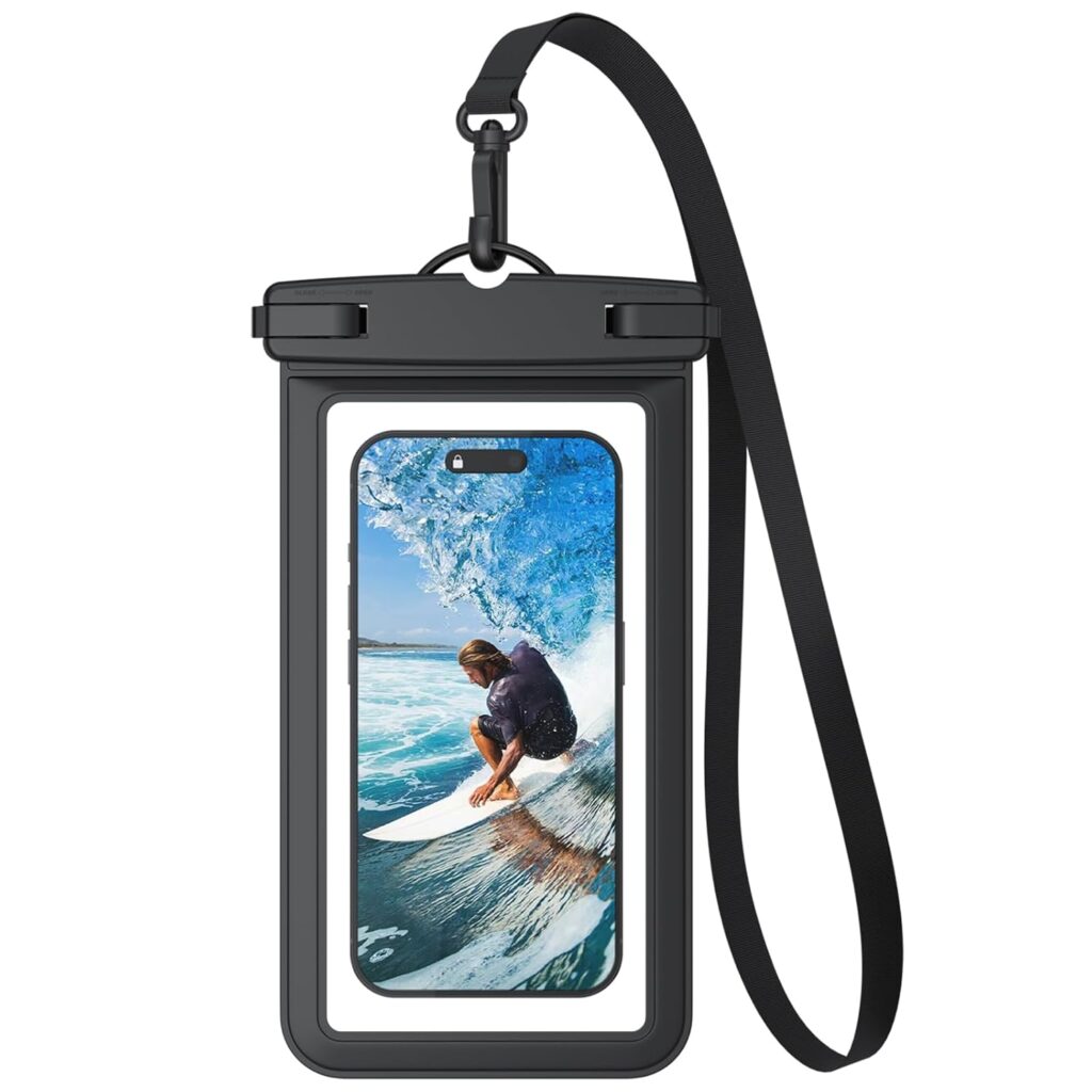 Meliya Waterproof Mobile Pouch Cover Case for All Mobiles, Underwater Touch Sensitivity, Floating Cellphone Case with Lanyard for Samsung/iPhone/Google/Oppo/Oneplus, Dry Bag for Snorkeling(Black)