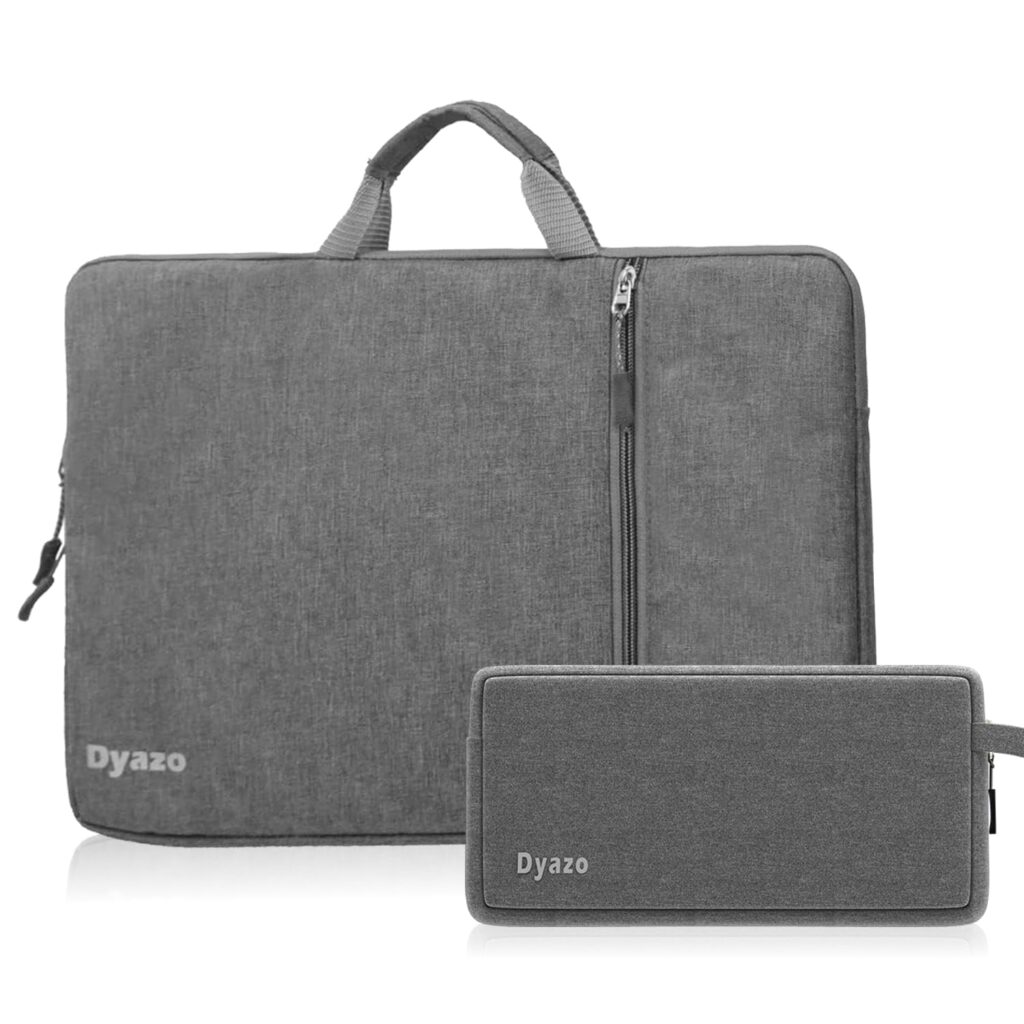 Dyazo 13.3 Inch Laptop Sleeve Case with Handle & Front Pocket and Charger Pouch Compatible for MacBook Air/Pro 14/ M2/M1, HP Envy 13, Chromebook & Notebooks (Grey)