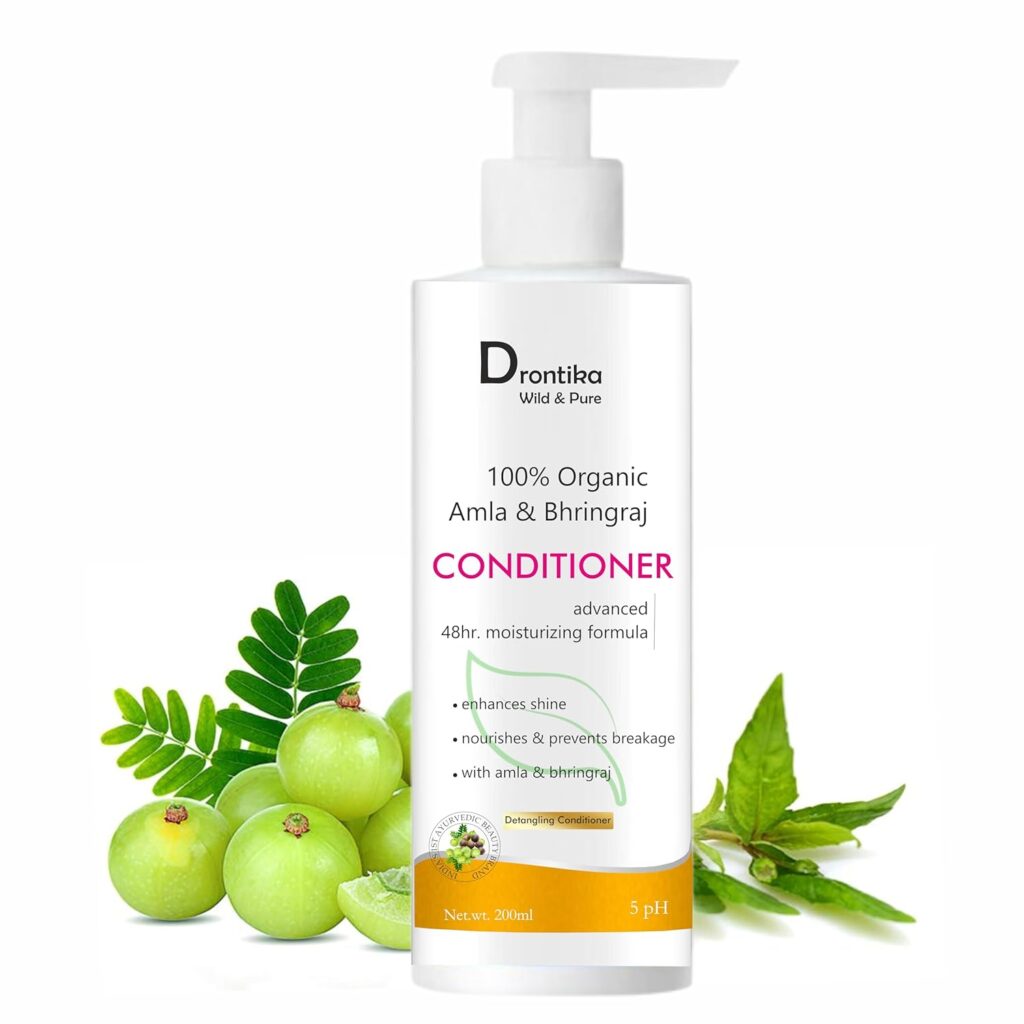 Drontika Wild & Pure Amla & Bhringraj Hair Conditioner | Anti-Hair Fall Conditioner | Nourishing Conditioner for Healthy Hair | Paraben & Silicone-Free | Suitable for All Hair Types | 210ml