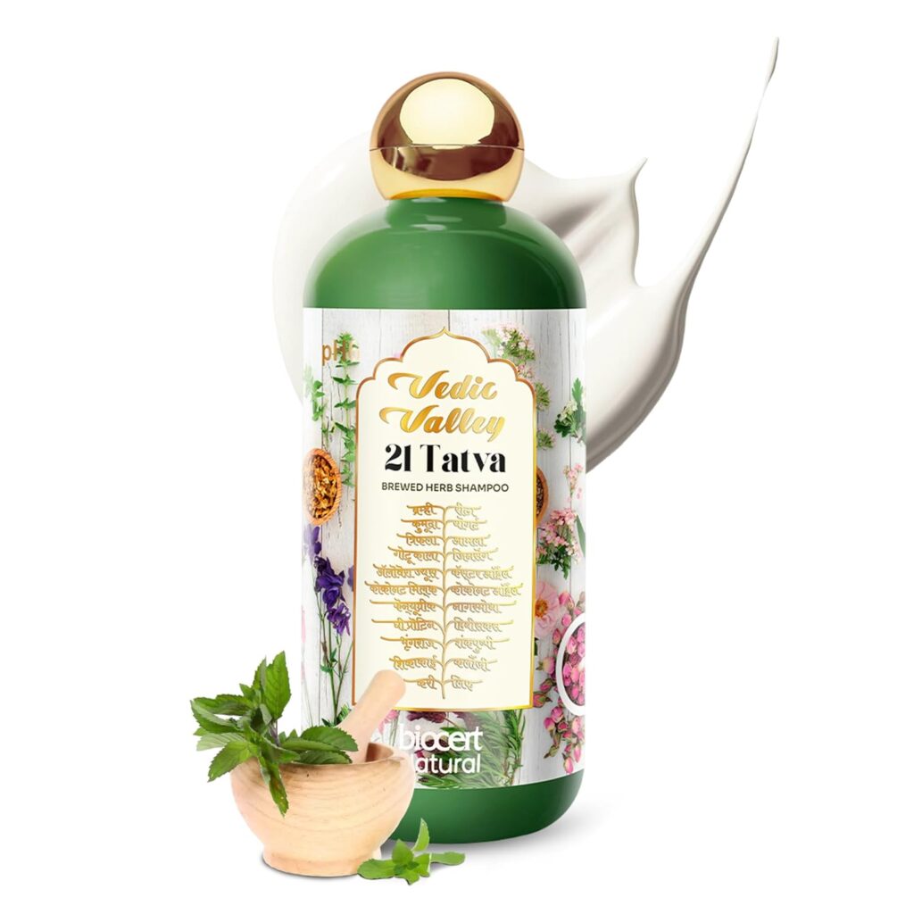 Vedic Valley Herbal 21 Tatva Shampoo to Repair Damaged Hair, Fall & Thinning, Paraben & Sulphate free shampoo with Honey, Argan Oil & Collagen Protein| Hair Frizz Control Shampoo for Men&Women- 300 ml