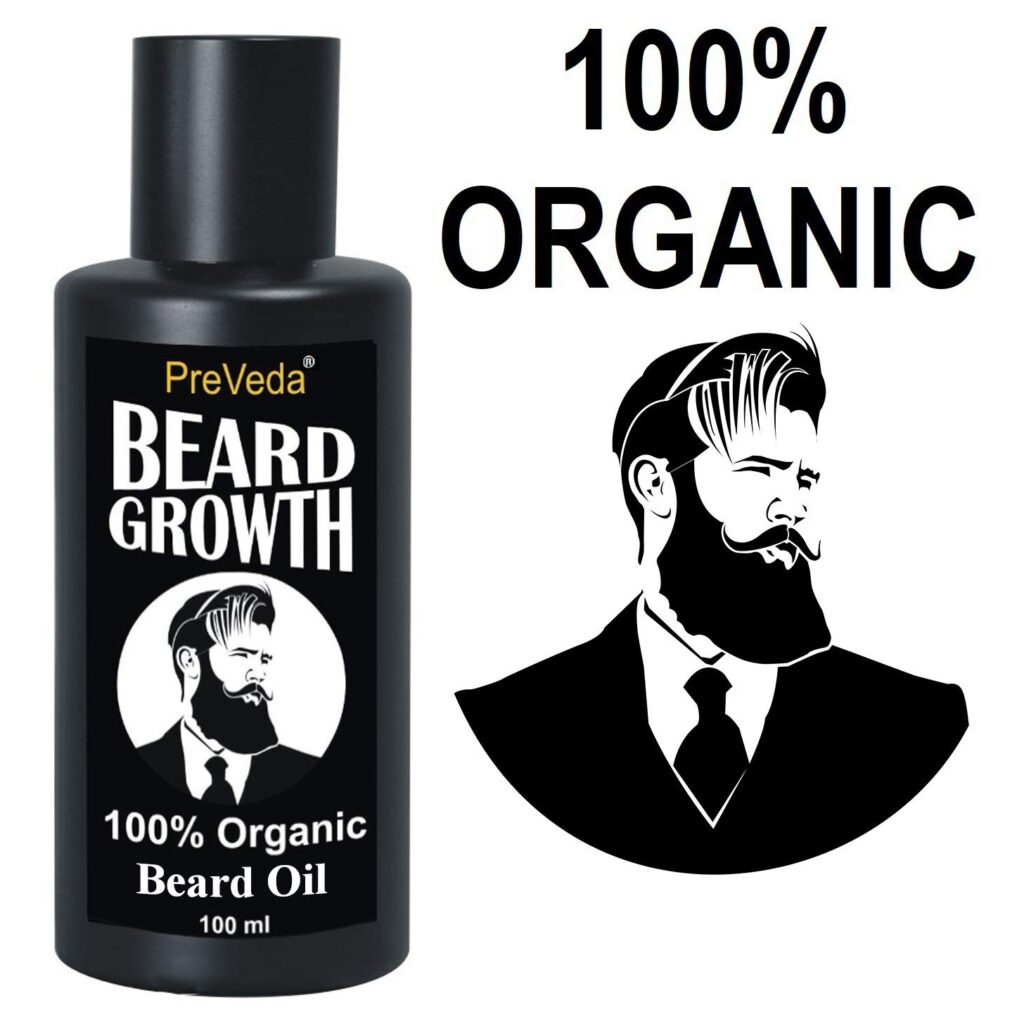 PreVeda® Best Beard Growth Hair Oil Herbal, Natural, Premium & Ayurvedic Oil For Beard & Mustache, Pure Organic For Strengthening Of Roots | Khadi Product 100 ml