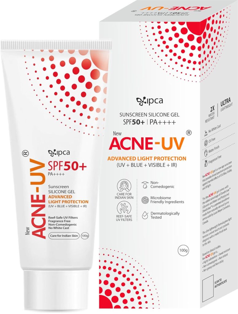New Acne-UV Sunscreen SPF50 PA++++ | 100g Acne-UV Gel Sunscreen | Non Comedogenic | Silicone Gel | Oil-Free | UVA/UVB Protection | Water Resistant | No White Cast | Suitable for All Skin Types