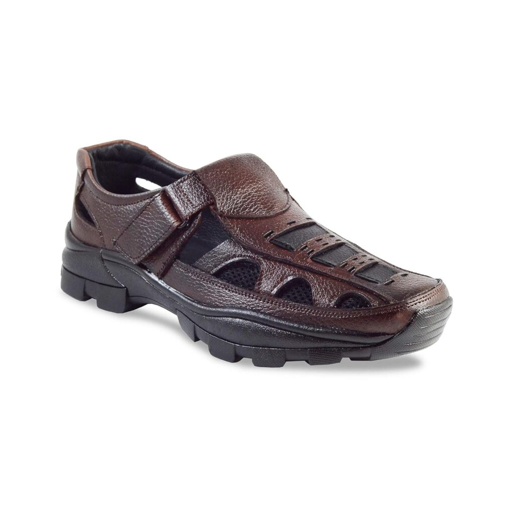 Men's Black & Brown Leather Sandals | Elegant Formal Look with Long-Lasting Comfort | Ideal for Office & Outdoor Use