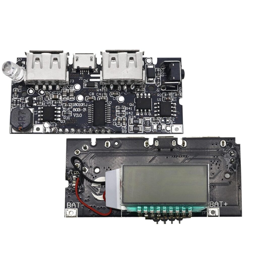 Electronic Spices Dual Usb Output 5v 2.1a 1a Power Bank Charging Module With Digital Lcd Display Indicator (Pack of 1)