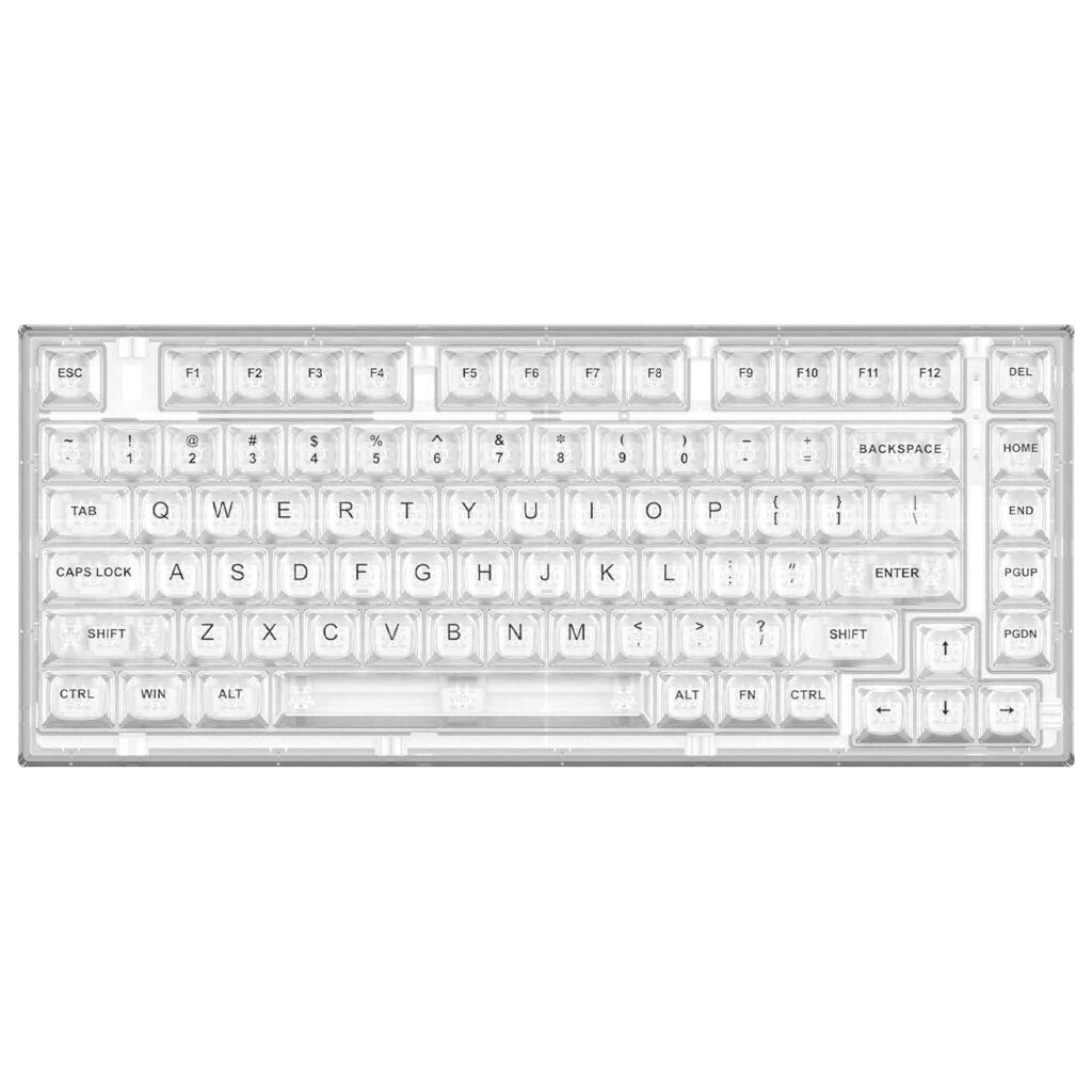 YUNZII X75 PRO 82 Key Wireless Hot Swappable Mechanical Gaming Keyboard with Transparent Keycaps,BT5.0/2.4G/USB-C, Gasket Mount Keyboard,for Windows/Mac (Kailh Jellyfish Switch, Wireless-White)