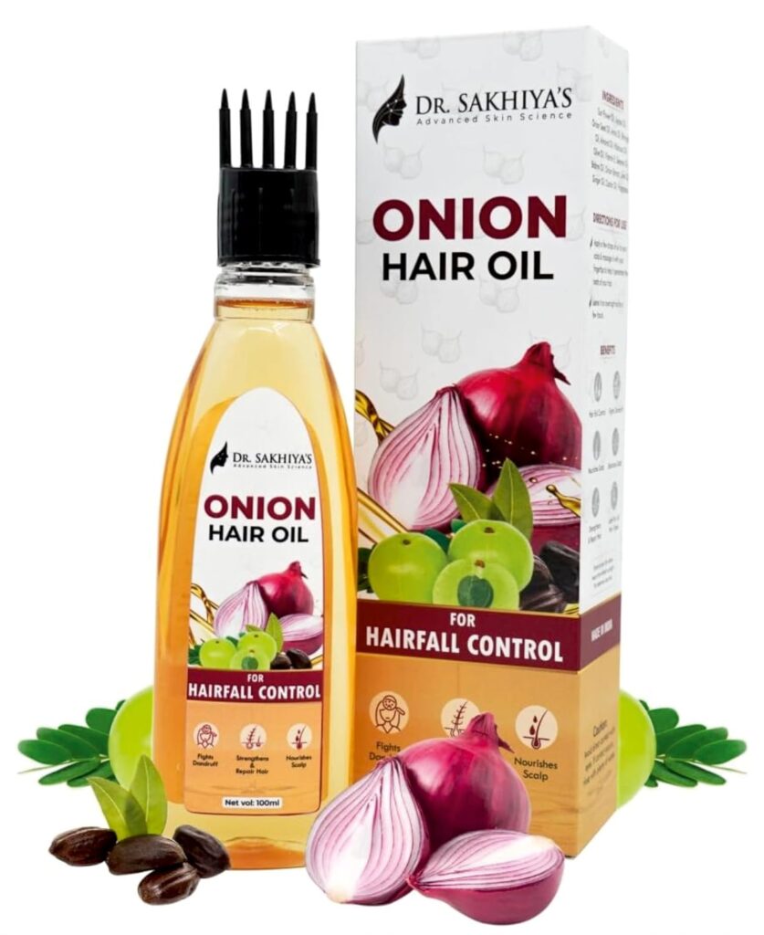 Dr. Sakhiya's Onion Hair Oil for Hair Fall Control | Enriched with Onion Extract, Amla & Almond | Strengthens, Nourishes, Fights Dandruff | 100 ml
