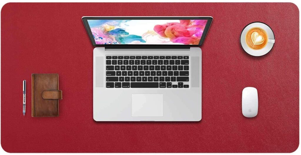 Desk Mat, Desk Pad, Mouse Pad, Non Slip Suede & PU Leather Desk Mat On Top of Desk, Desk Pad Protector, Desk Pad for Keyboard and Mouse Writing Mat for Office and Home (RED, 80 * 40)