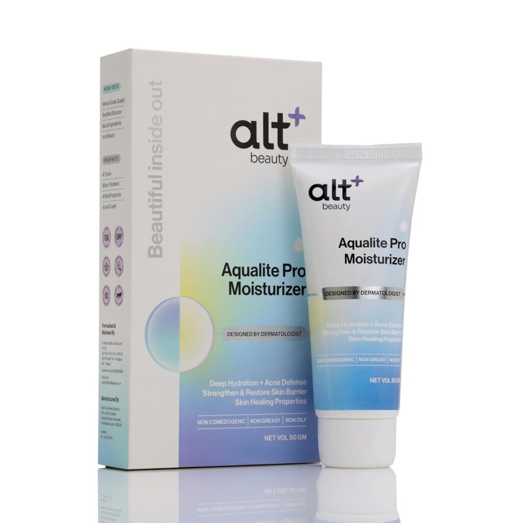 Aqualite Pro Moisturiser -50gm | Pro Vitamin B5, Tea Leaf Extracts, Niacinamide | Deep Hydration, Strengthen & Restore Skin Barrier |Acne defense, healing Properties|Non-Greasy, Fragnense Free