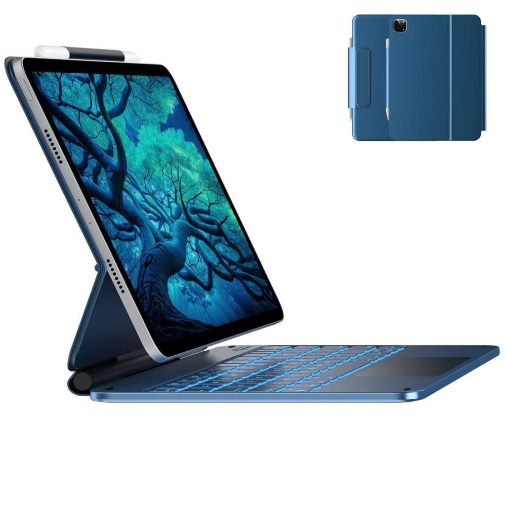 typecase Edge Keyboard case for iPad Air 11 inch (M3/M2, 2025/2024), iPad Pro 11 (4th/3rd/2nd/1st Gen) & iPad Air 5th/4th Magic Case, Floating Cantilever Stand, Precision Multi-Touch Trackpad (P Blue)