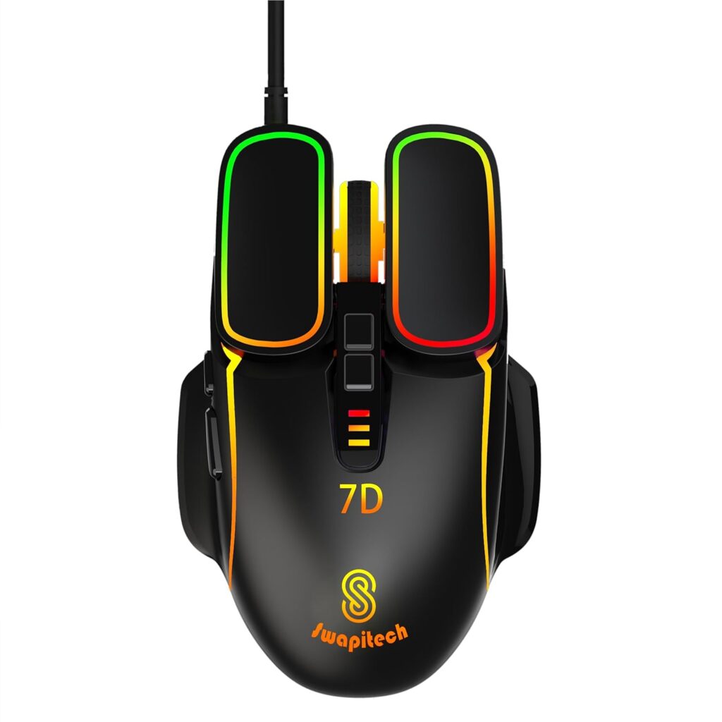 Fighter with 8800 DPI Gaming Sensor and 7 Programmable Buttons | RGB Wired Gaming Mouse with Ultra-Responsive 7000fps | 4 Color Breathing Lights | Advance Windows Software | USB 2.0
