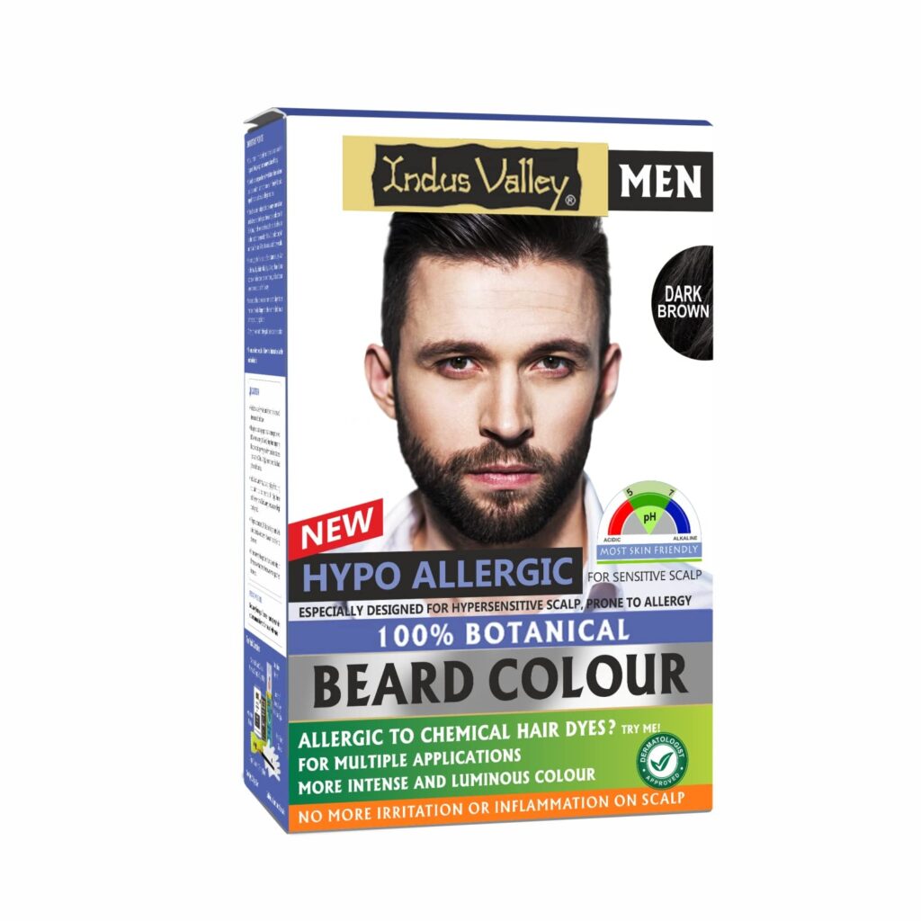 INDUS VALLEY 100% Botanical Hypo Allergic Aqua Beard Colour (Dark Brown, 100g +15ml)