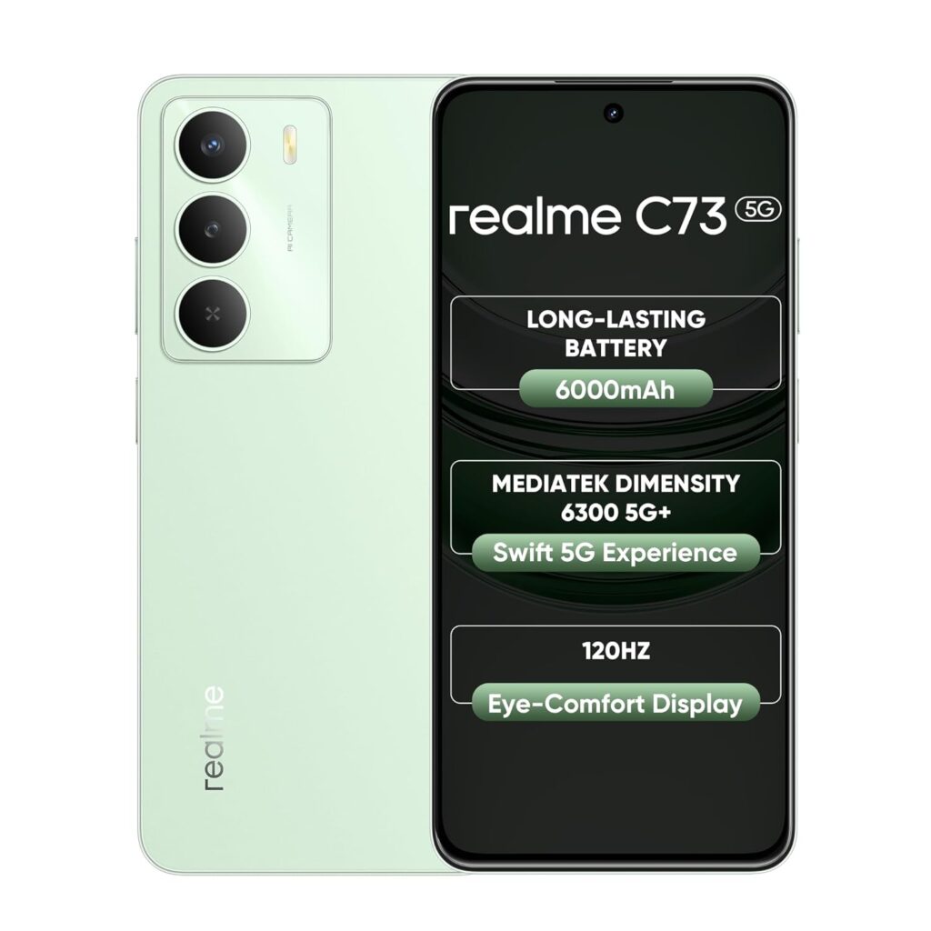 realme C73 5G Smartphone 4+64GB Jade Green, 6.67-inch Screen, 120Hz Display,6000mAh Battery, 40MP Camera, MediaTek Dimensity 6300 Processor, IP64