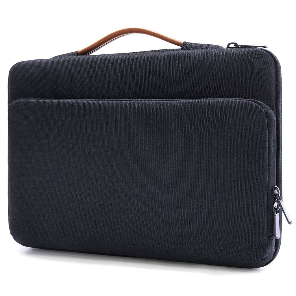 MOCA Waterproof Nylon Exterior with Soft Velvety Interior Sleeve Bag Pouch Carry Case for 13.3"(33.7cm) 13"(33.7cm) Laptops, MacBook (Black) (F4646)